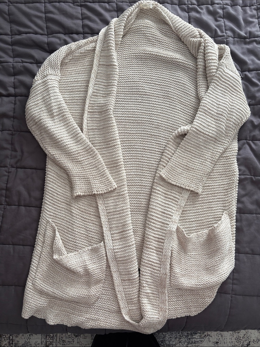 Joah Brown Textured Open-Front Cardigan - Cream